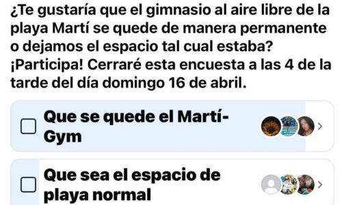 «¿Te gustaría que se quedara el gimnasio al aire libre de Playa Martí? ¡Participa y vota!”: Paty Lobeira de Yunes