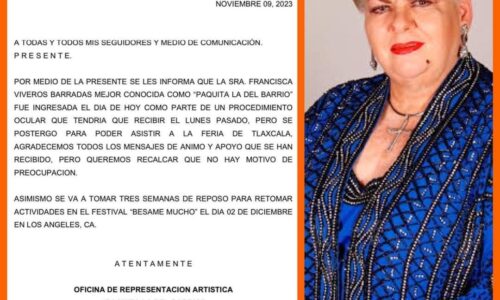 Paquita la del Barrio en estado crítico; fue internada este martes