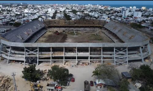 Todo listo para iniciar el colado de la cuarta sección de las gradas del Pirata Fuente