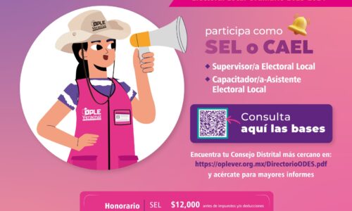 ¡El OPLE Veracruz te busca para Supervisor Electoral Local y Capacitador Asistente Electoral Local!