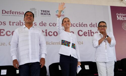 EN PALENQUE, CHIAPAS PRESIDENTA CLAUDIA SHEINBAUM DA BANDERAZO DE SALIDA AL INCIO DE LA CONSTRUCCIÓN DEL PARQUE ECOTURÍSTICO «LA CEIBA»