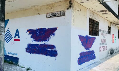 En Boca del Río vandalizan bardas con logotipo de Movimiento Ciudadano