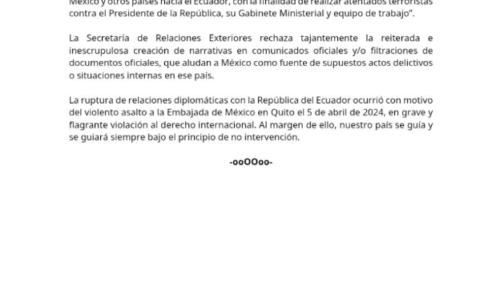 México contesta a Ecuador por acusaciones sin sustento