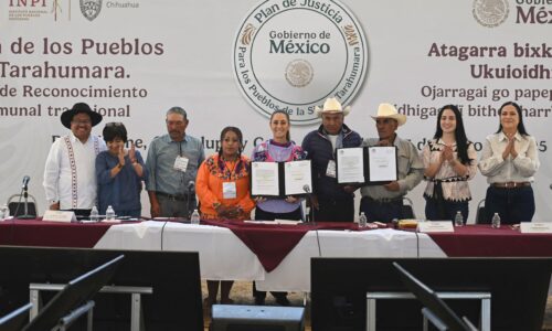 PRESIDENTA CLAUDIA SHEINBAUM RESTITUYE MÁS DE 820 HECTÁREAS A LOS PUEBLOS ÓDAMI Y RARÁMURI DE LA SIERRA TARAHUMARA EN CHIHUAHUA