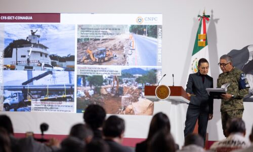 PRESIDENTA CLAUDIA SHEINBAUM LLAMA A HABITANTES DE LAS COSTAS DE GUERRERO Y OAXACA A SEGUIR CON CAUTELA ANTE HURACÁN ERICK; AGRADECE POR ACATAR RECOMENDACIONES