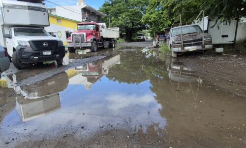 Unidades de carga destrozan calles en colonia Veracruz