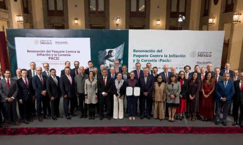 PRESIDENTA CLAUDIA SHEINBAUM Y EMPRESARIOS FIRMAN RENOVACIÓN DEL PACIC PARA MANTENER LA CANASTA BÁSICA EN 910 PESOS